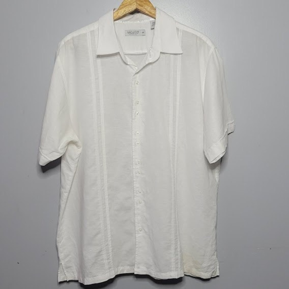 Mojito Collection White Linen Blend Short Sleeve Button Down Shirt Size 2X